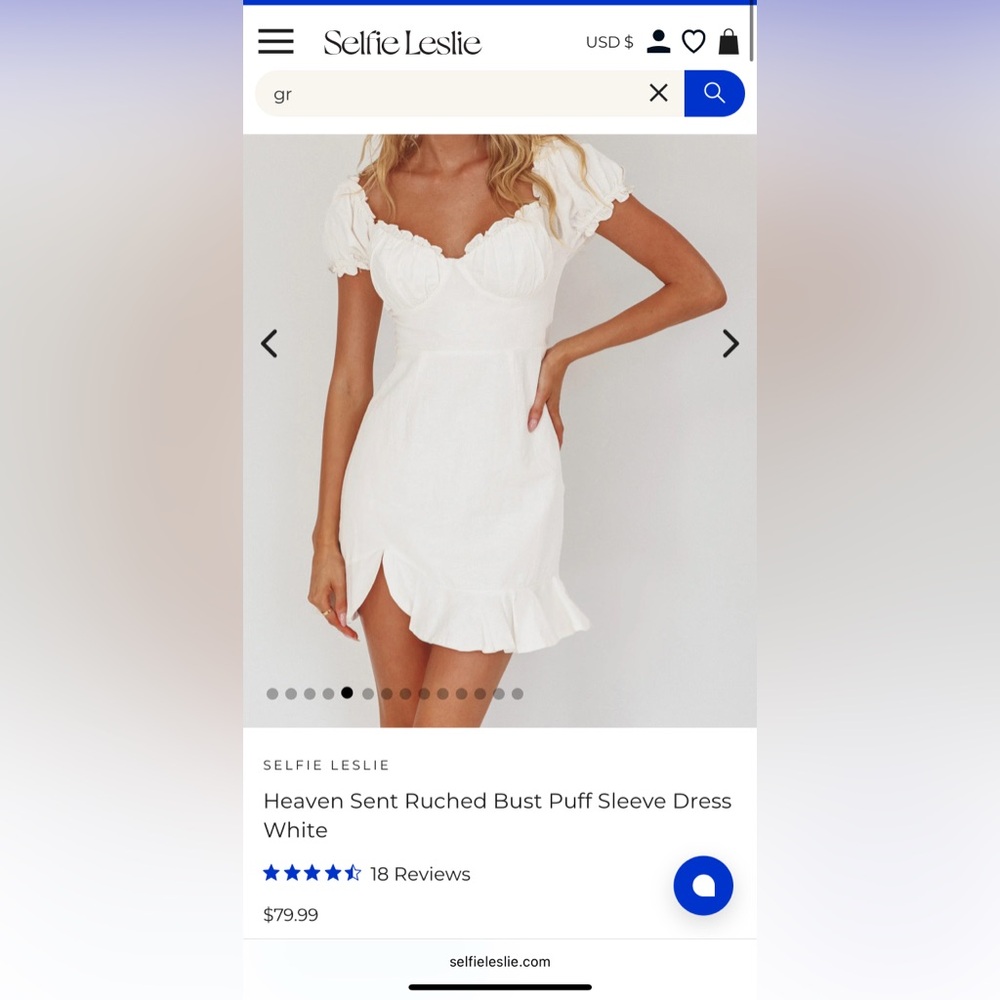 Selfie Leslie Cream Ruched Mini Dress - New with Tags!